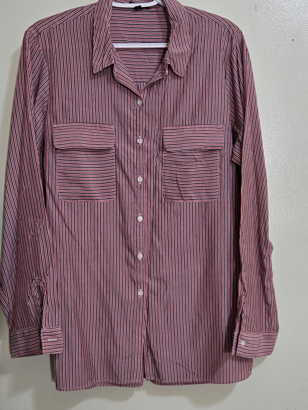 Express Red and Black Striped Men's Button-Down Shirt